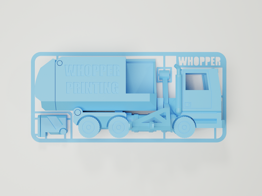 kit card version - print-in-place garbage truck by whopper printing hobby & diy vehicles print printinplace in place 3d print model - Mito3D