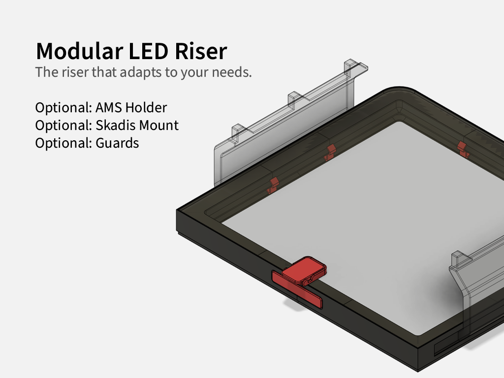 guidato riser modulare by beniamino borsa 3d stampante accessori skadis ams p1s copertina guaina illuminazione bicchiere lampada perfetto in forma in piedi luce striscia bar coperchio 3D print model - Mito3D