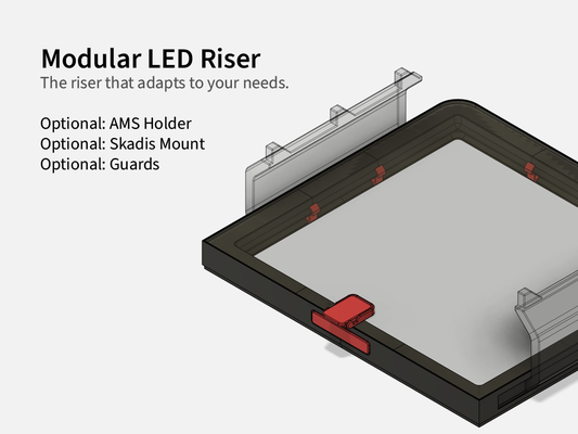 led riser modulaire by benjamin sac 3d imprimante accessoires skadis ams p1s couverture gaine éclairage verre lampe parfait forme supporter lumière bande bar couvercle 3d print model - Mito3D