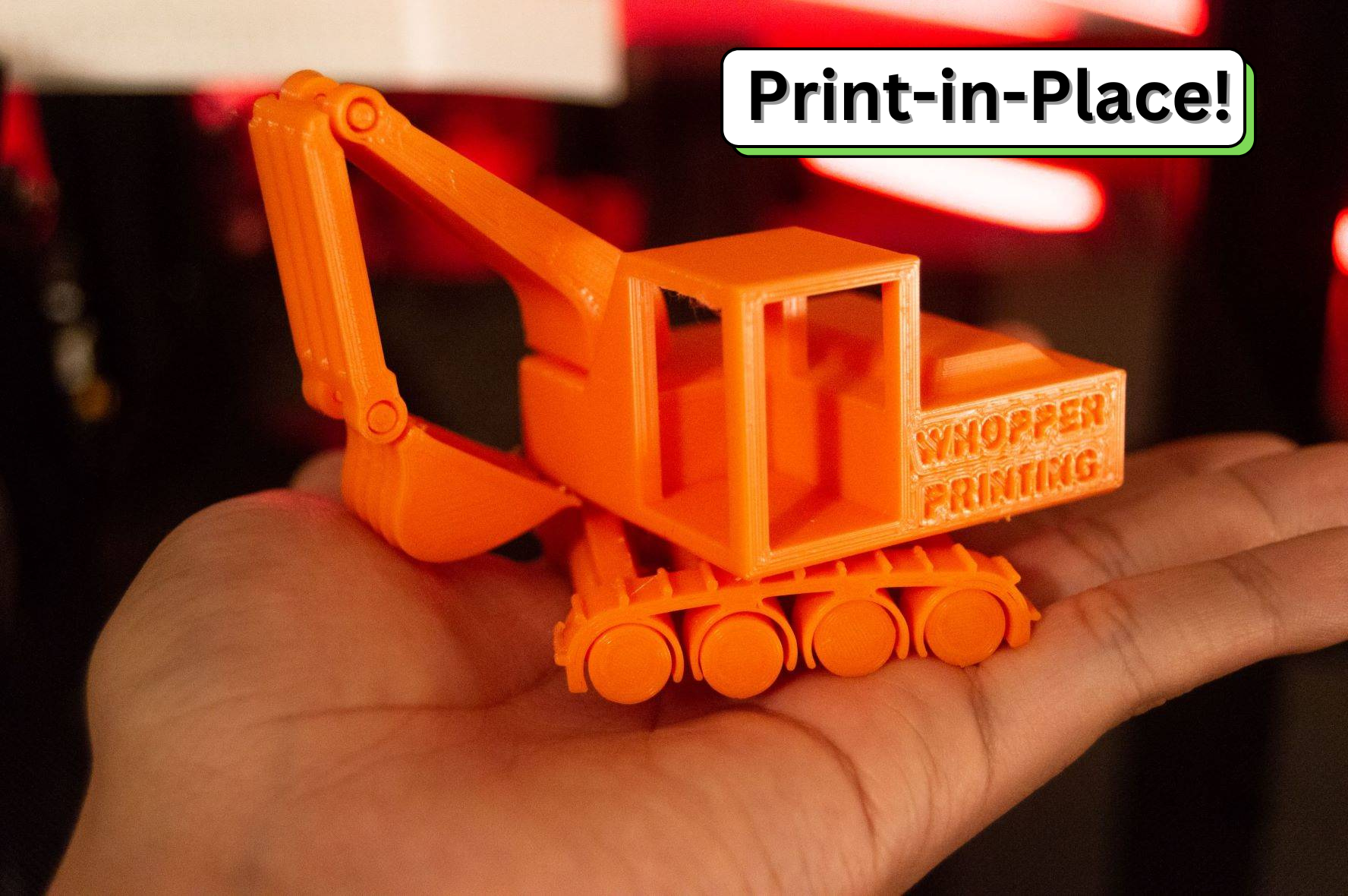 print-in-place excavator by whopper printing hobby & diy vehicles toy print car construction in tractor place whopperprinting 3D print model - Mito3D