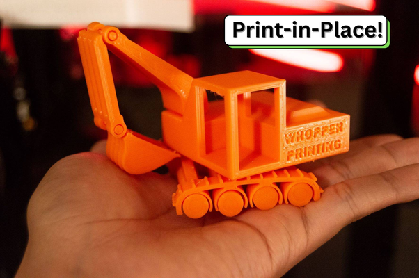 print-in-place excavator by whopper printing hobby & diy vehicles toy print car construction in tractor place whopperprinting 3d print model - Mito3D