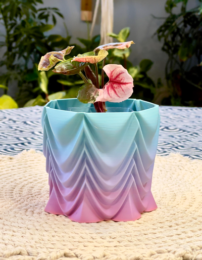 draped planter by joshjl04 household garden plant flower pot drape curtain 3d print model - Mito3D