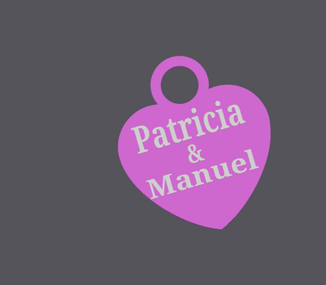 patricia y manuel hearth keychain by p1phe3d art signs & logos love 3d print model - Mito3D