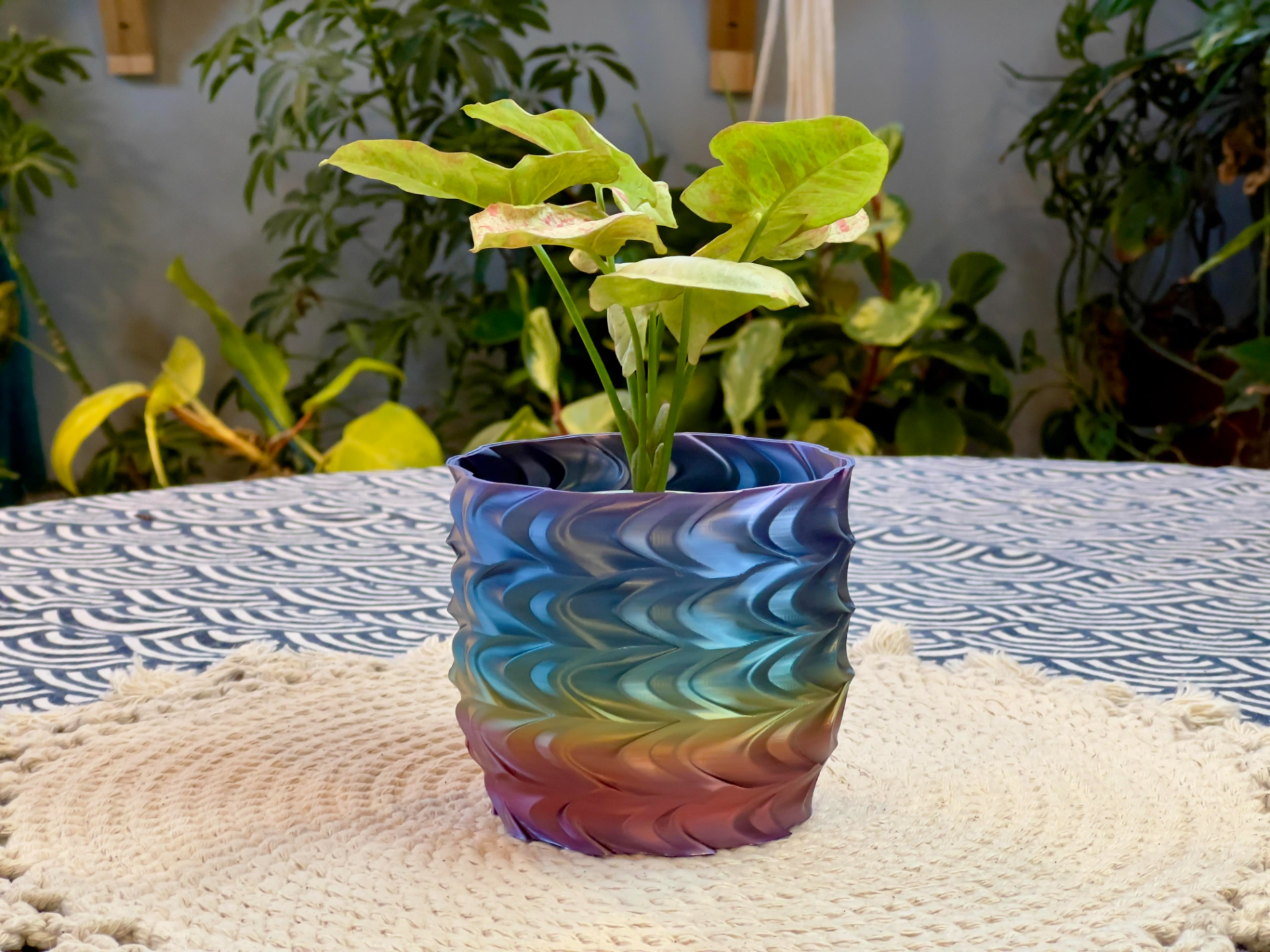 wavy planter by joshjl04 household garden plant pot flower wave indoors 3D print model - Mito3D