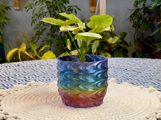 wavy planter by joshjl04 household garden plant pot flower wave indoors 3d print model - Mito3D