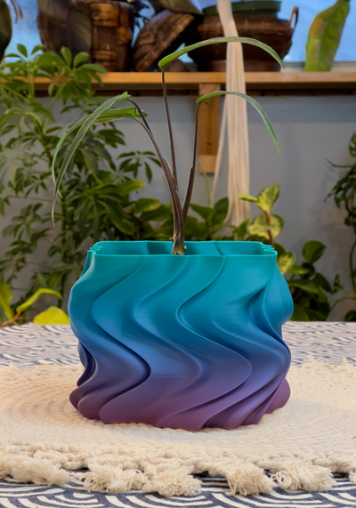 square wave planter by joshjl04 household garden plant flower pot 3d print model - Mito3D