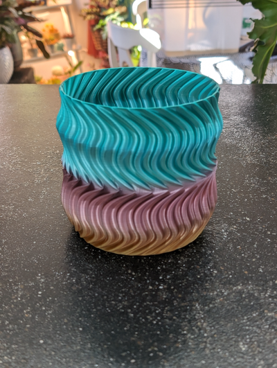 curved wave planter by joshjl04 household garden plant pot flower vase 3d print model - Mito3D