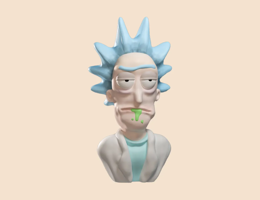 rick & morty colored by tff nick toys games characters bust 3d print model - Mito3D