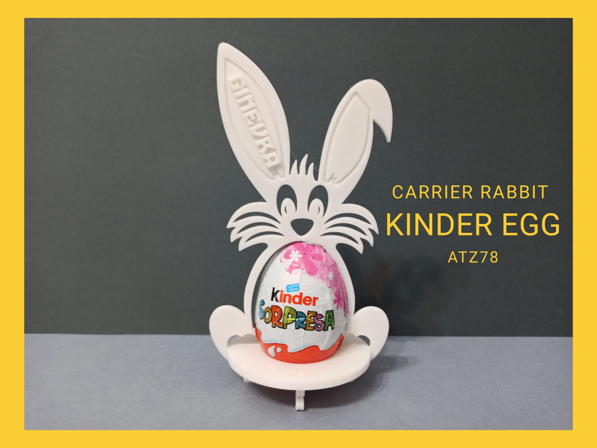 kinder egg bunny remixed by atz78 tools gadgets kinderegg surprise box dispenser carrier rabbit uovo regal easterbunny holder 3D print model - Mito3D