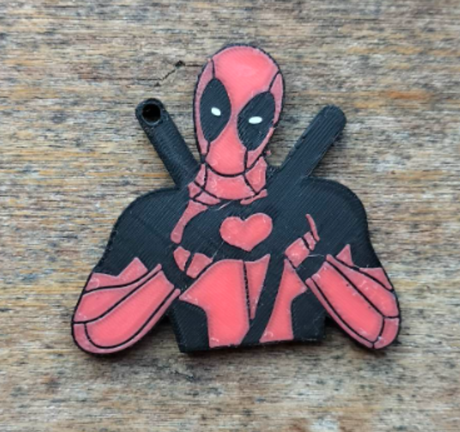 deadpool keychain by diogooreis art models key marvel dc spiderman panther black cool red 3D print model - Mito3D