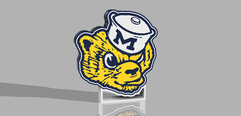 michigan vielfraß jahrgang licht box by kuhrazy kunst modelle vielfraße rose schüssel unbesiegt national meisterschaft ncaa fußball hochschule led leuchtkasten 3d print model - Mito3D