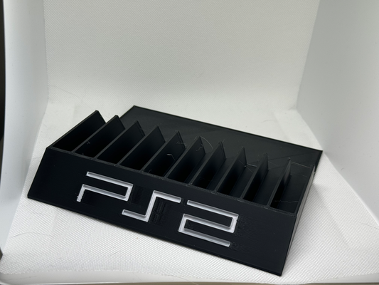 playstation 2 ps2 game holder - 10 slot remixed by vidguide household house models disk disc retro sony games 3d print model - Mito3D