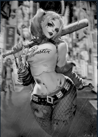 harley quinn feuer by mauer kunst 3d 2d dekor wandkunst hutschmiede 3d print model - Mito3D