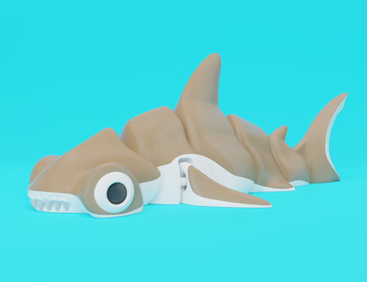 articulado cabeça martelo tubarão 2 0 by jopek projeto brinquedos jogos personagens animal oceano mar flexível flexi peixe vida marinha 3d print model - Mito3D