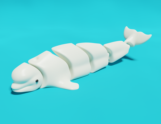 articolato beluga balena by jopek design giocattoli giochi personaggi mare flessibile printinplace marino pesce 3d print model - Mito3D