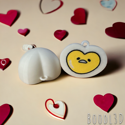 heart-shaped lazy egg keychain pair magnet by boodl3d fashion models gudetama lazyegg valentine bestfriend funny magnetic bff earring backpack meh gude cartoon hearts heart sanrio 3d print model - Mito3D