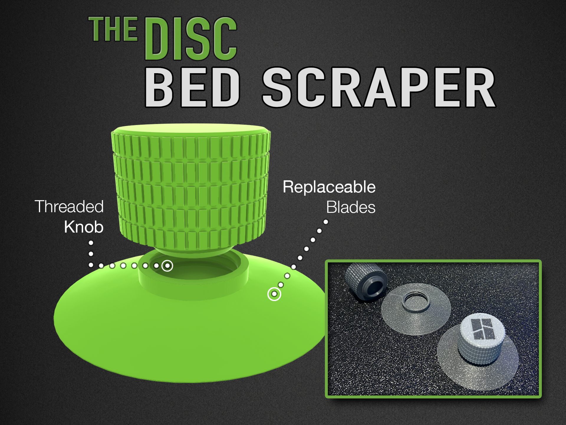 dto cama raspador w reemplazable cuchillas by k2 kevin 3d impresora accesorios disco 3D print model - Mito3D