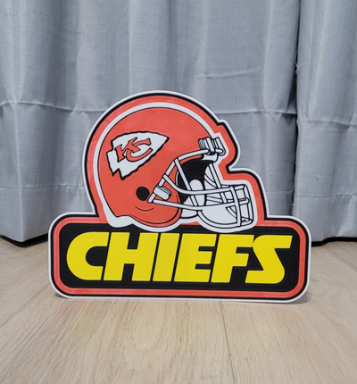 kansas ciudad jefes logo ams listo by huellas nostálgicas arte señales logos kc nfl led ligero caja ligera nostálgico bambu laboratorios pintado pintar 3d print model - Mito3D