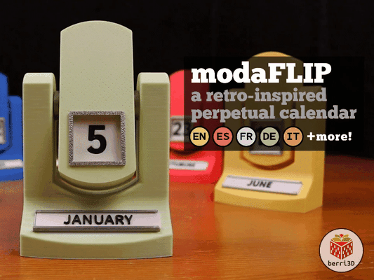 modaflip retro inspired perpetuo calendario by berri3d domestico ufficio retrò metà secolo moderno 3d print model - Mito3D