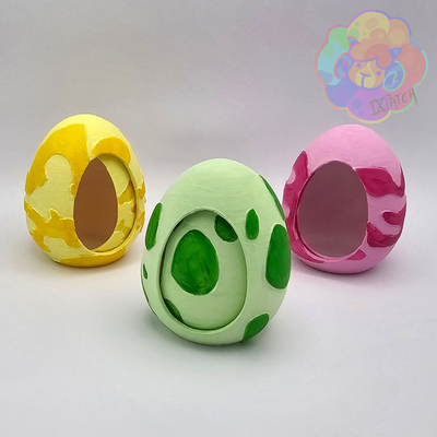 egg shaped kutuları pok pazartesi go stil print in place by ixpatch araçlar gadget'lar kutu konteyner renkli pokemon hediye eğlence paskalya yumurtası yumurta pogo video oyunu oyun gizli bükülme baskı yeri 3d print model - Mito3D