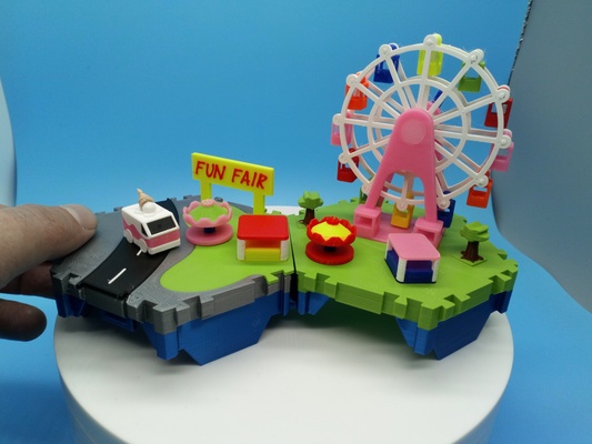 cities - fun fair by neil3dprints toys & games tiny micro miniature architecture city town adorable cars playset micromachines littlecities machines village toyset vans funfair 3d print model - Mito3D