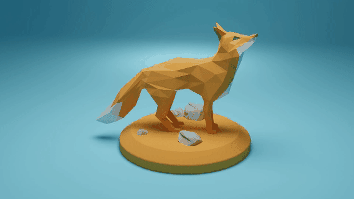 poly fuchs modell by cyberjo50 miniaturen tiere tier miniatur orange lowpoly anzeige dekor 3d print model - Mito3D