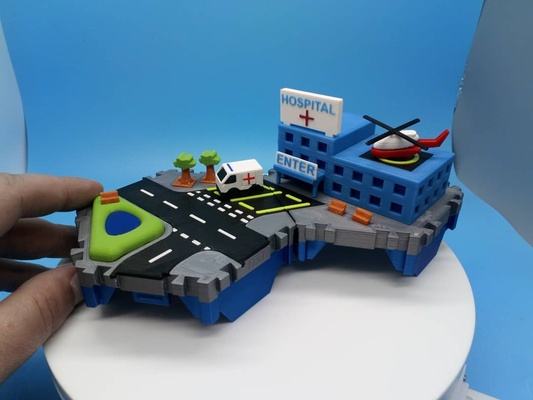 şehirler hastane by neil3dprints oyuncaklar oyunlar küçük mikro şirin minyatür bina kamyon kamyonet kasaba güzel oyun seti makineler küçükler dakika şehir hava ambulansı ambulans 3d print model - Mito3D
