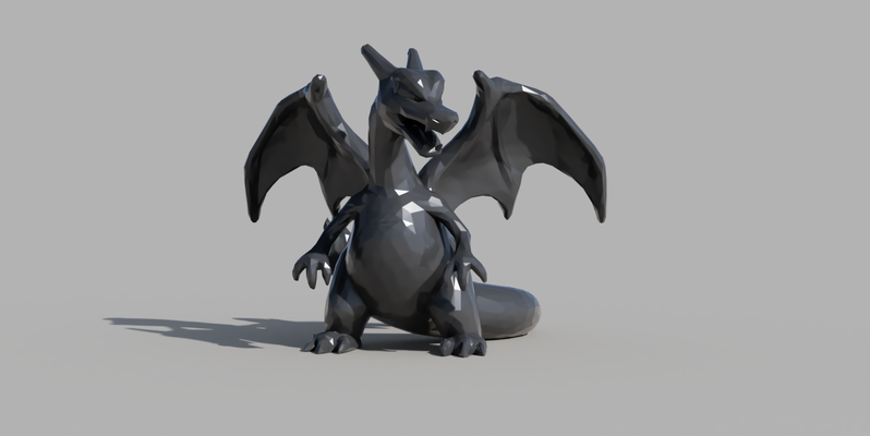 poly charizard neu gemischt by titan3dprintingau kunst skulpturen pokémon feuer drachen asche ketsch rot flamme atem schwanz cool remix herausforderung 2024 3d print model - Mito3D