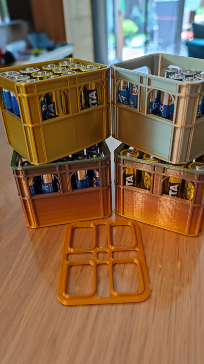 battery holder stackable beer crate aa - aaa 9v 18650 remixed by theperson22 tools organizers x1 x1c p1p p1s p1series ams a1 a1mini batteryholder aaabattery aabattery 9vbattery 3d print model - Mito3D