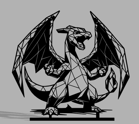 geometrisch poly charizard pokémon v6 by 3dprintwolf kunst skulpturen lineart lowpoly anzeige 2d anlasser geschenk dekoration dekor pokemonrot rot 3d print model - Mito3D