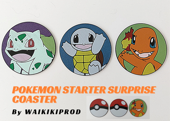 pokemon starter surprise coasters by waikikiprod household house models table decoration squirtle charmander bulbasaur deco coaster gadget accessories pokemongo drinkcoaster contest designcontest kitchengadget drinkcoasters salameche carapuce bulbizarre bulbizar pokemongocommunity drinkcoasterset starterpokemon pokemonstarter 3d print model - Mito3D