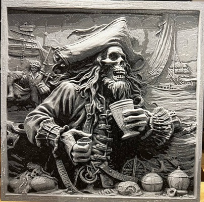 undead pirate in frame by donmatis art models hueforge 3d print model - Mito3D