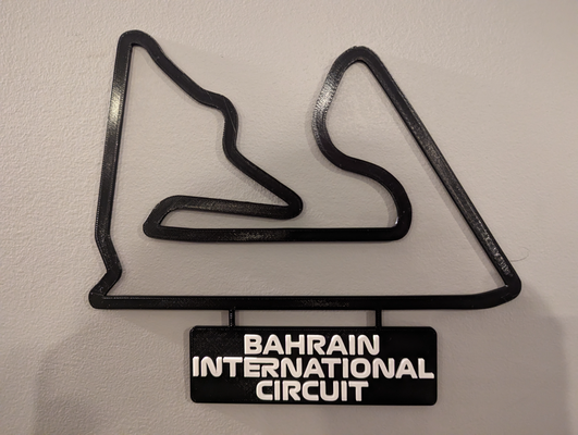 bahrain international circuit track map wth nameplate by dakjones82 art 2d race racing f1 layout decor 3d print model - Mito3D