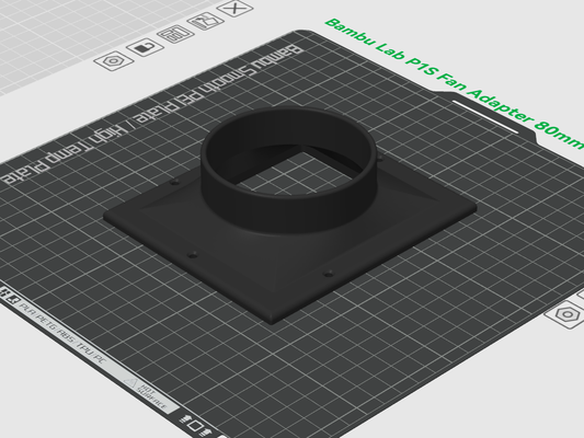 bambu labor p1s ventilator adapter 80mm neu gemischt by ccommander51 3d drucker zubehör bambulab x1c p1p abluftventilator auspuff schlauch rückseite kammer rauchabzug rauch luft 3d print model - Mito3D