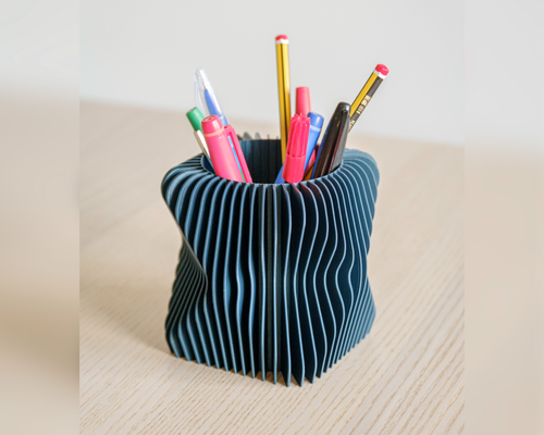 ondulé crayon titulaire soutien vase mode by plaisir ménage bureau bureau stylo conception vasemode porte crayons 3d print model - Mito3D