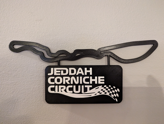 jeddah corniche circuito pista mapa placa nombre by dakjones82 arte 2d pared carreras f1 fórmula 1 3d print model - Mito3D