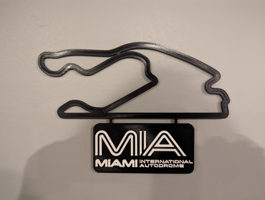 miami international autodrome track map nameplate by dakjones82 art 2d race road f1 racing formula 1 loyout 3d print model - Mito3D