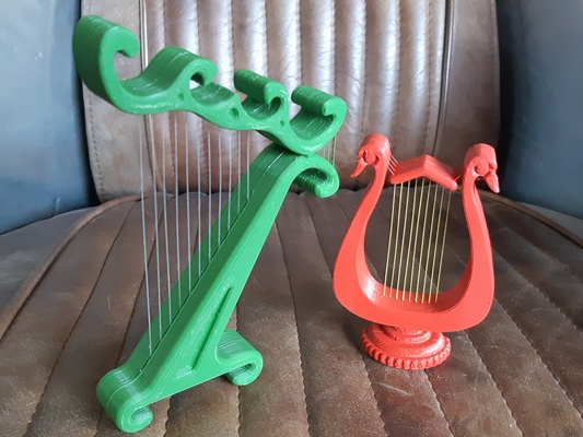 tenségrité harpe lyre impression in endroit by mobile art modèles musique printinplace instrument suspension structure 3d print model - Mito3D