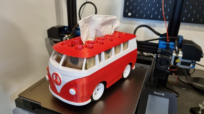 vw bus bulli tissue box remixed by 3dmakeryde art models vwbus tissuebox 3d print model - Mito3D