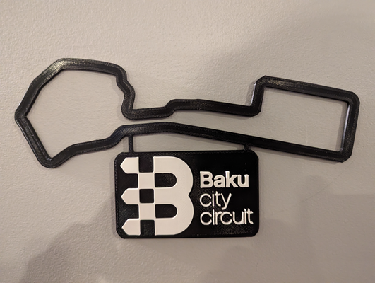 baku city circuit track map nameplate by dakjones82 art 2d wth racing f1 formula one 1 wall decor 3d print model - Mito3D