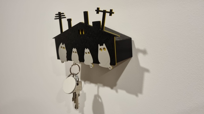 cat house key hanger remix remixed by 3dmakeryde household models keyhanger 3d print model - Mito3D