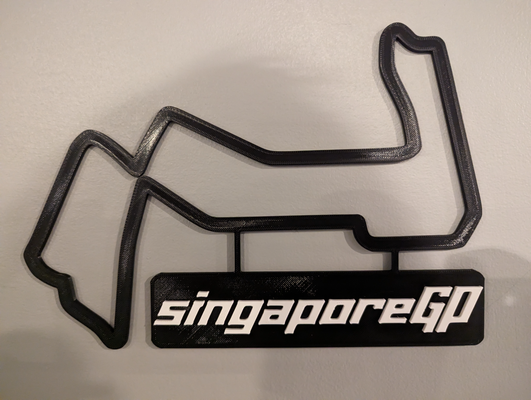 singapore gp track map wth nameplate by dakjones82 art 2d racing wall f1 formula 1 one outline race 3d print model - Mito3D