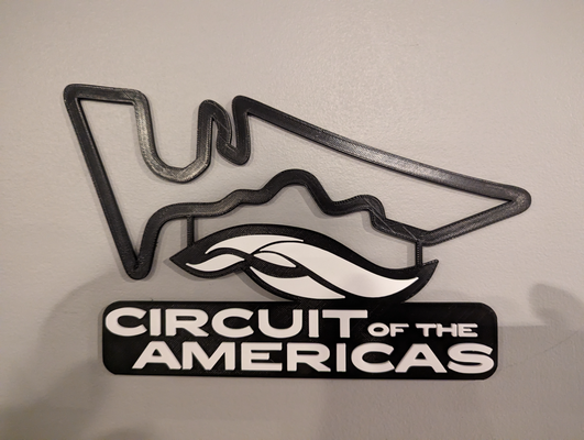 circuit of americas track map wth nameplate by dakjones82 art 2d wall racing decor f1 formula one 1 outline 3d print model - Mito3D