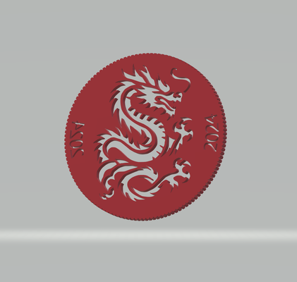 dragon coin token by xeraj art & badges year of 2024 chinese 3d print model - Mito3D