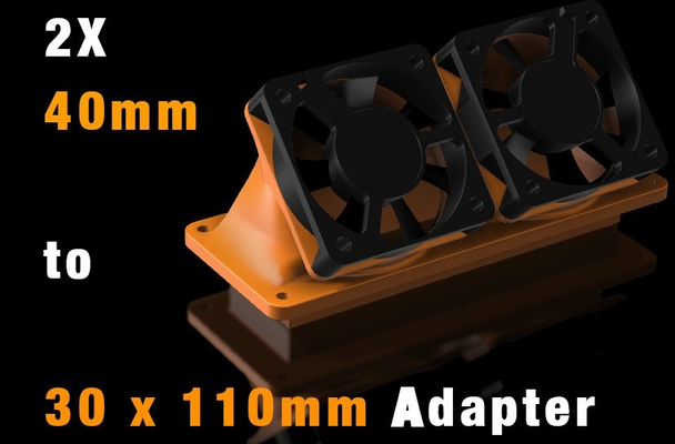 30x110mm öffnung to dual 50mm ventilator by albi27 hobby diy elektronik adapter konverter 50 mm 3d print model - Mito3D