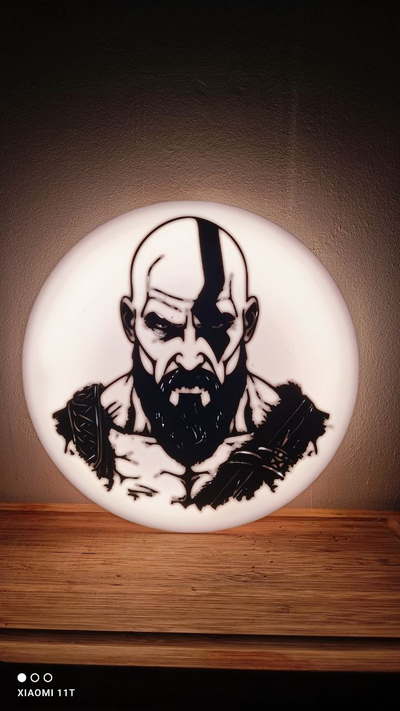 kratos lightbox by ko additive labo art models god of war light box led 3d print model - Mito3D