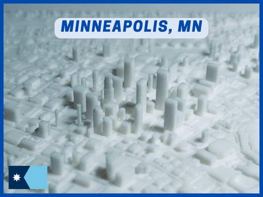 minneapolis mn küçük 3d kent by 3dfolio minyatürler mimari lakers anma polisi minnesota stl indir şehir manzarası manzara coğrafya mini kasaba harita google haritalar topo topografya 3d print model - Mito3D