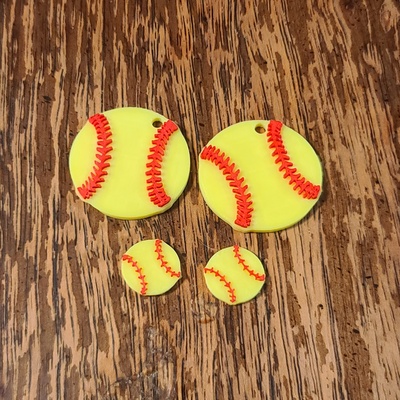 softball raised earrings by dohara1985 fashion models earring colorchange ear ring rings baseball mlb ams amslite 3d print model - Mito3D