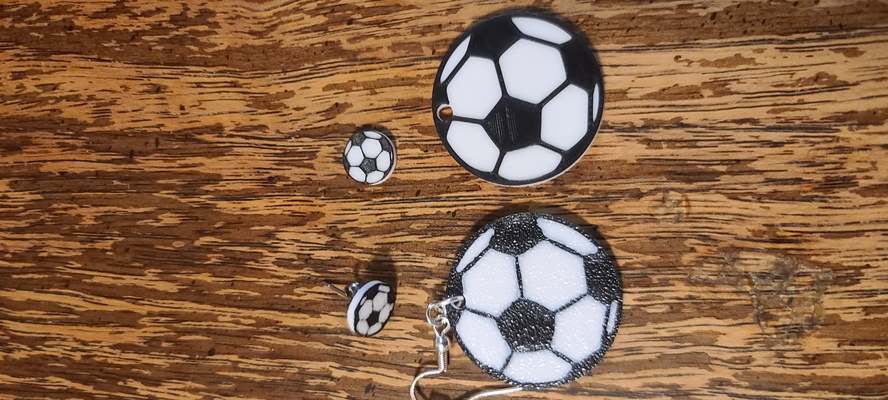 soccer earrings raised stud hoop by dohara1985 fashion models earring ear ring rings foot football sports studs 3d print model - Mito3D