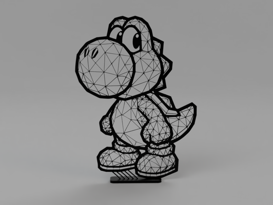 poly yoshi stand by forest87 art sculptures super mario supermario nintendo lowpoly decor gift decorative game videogame geometric gamer nerd retro geek 3d print model - Mito3D